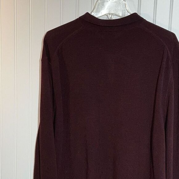Eddie Bauer Merino Wool Sweater Men’s XLarge Tall Wine 1/4 Button Up Collared LS - Picture 7 of 10